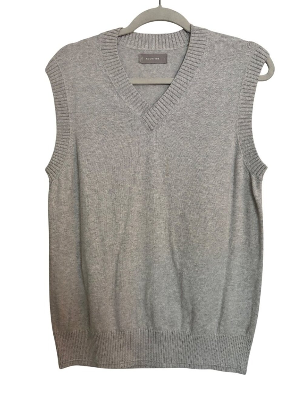 Everlane Gray Sleeveless V-Neck Sweater Vest Organic Cotton Blend Womens S